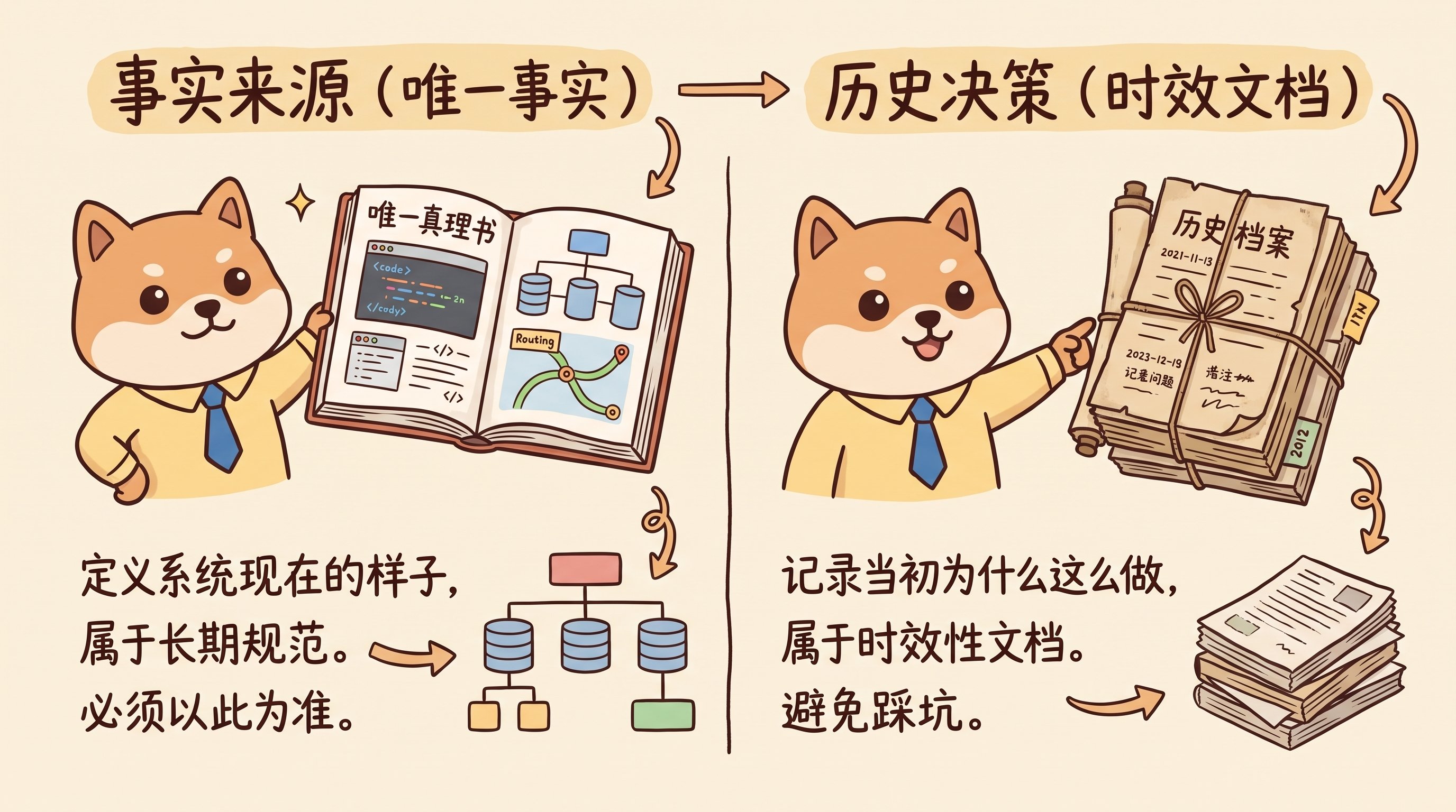 Spec 如何分类：事实来源 vs 历史决策