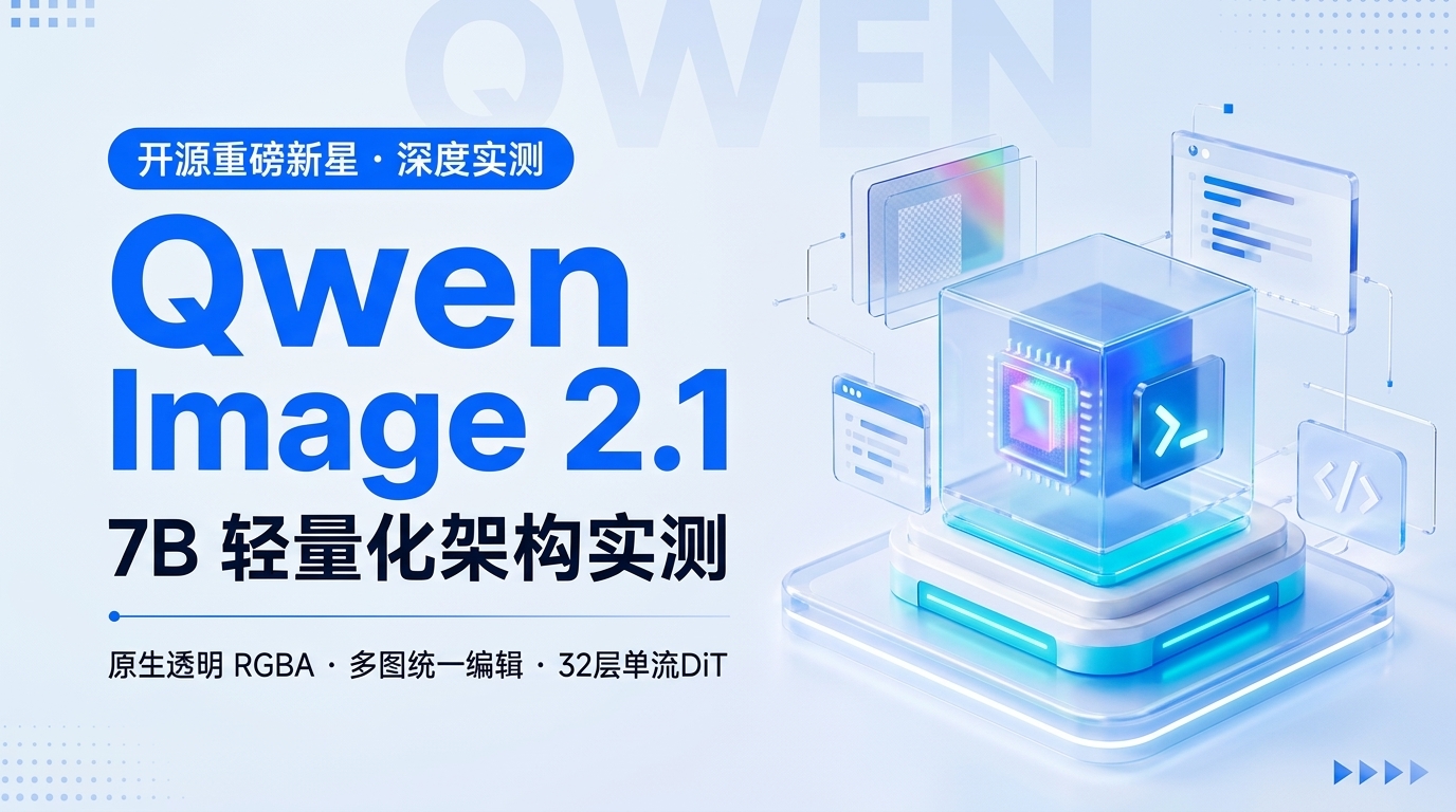 开源生图最强黑马！Qwen-Image-2.1 全景深度实测：7B 轻量化架构、原生透明 RGBA 生成与多图统一编辑