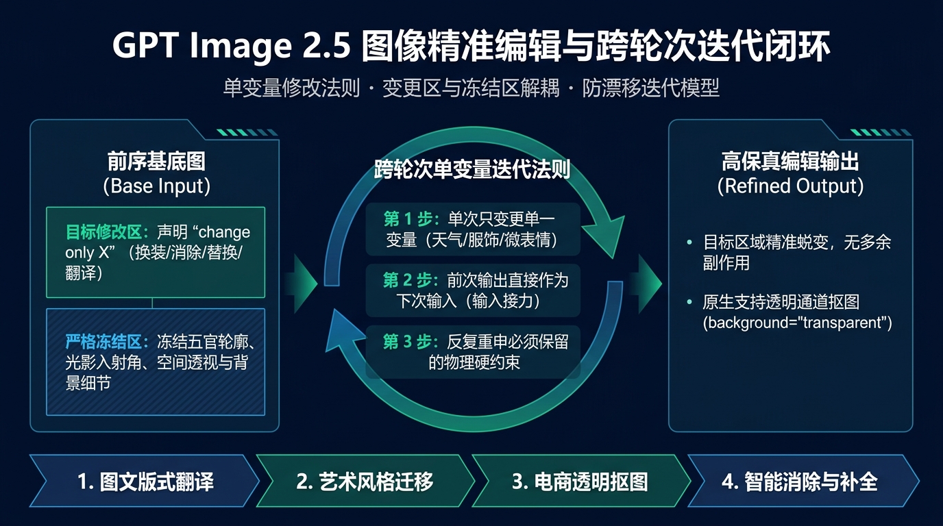 GPT Image 2.5 图像精准编辑与跨轮次迭代闭环